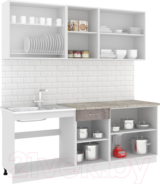 Изображение товара Кухонный гарнитур Кортекс-мебель Корнелия Лира-лайт 2.1м (сирень/оникс/марсель)