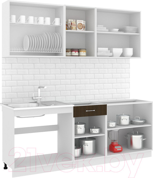 Изображение товара Кухонный гарнитур Кортекс-мебель Корнелия Лира-лайт 2.1м без столешницы (дуб сонома/венге)