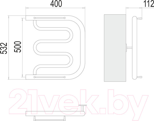 Изображение товара Полотенцесушитель водяной Terminus Фокстрот 1" 500x400