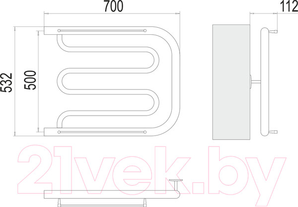 Изображение товара Полотенцесушитель водяной Terminus Фокстрот 1" 500x700