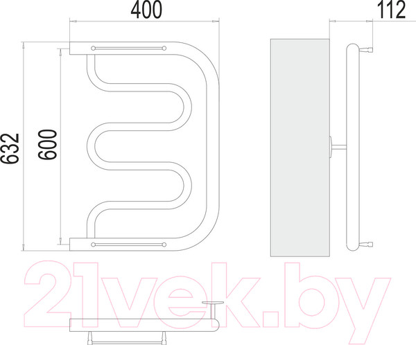 Изображение товара Полотенцесушитель водяной Terminus Фокстрот 1" 600x400