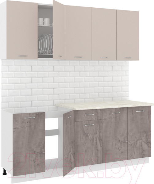 Изображение товара Кухонный гарнитур Кортекс-мебель Корнелия Лира-лайт 2.0м (капучино/оникс/королевский опал)