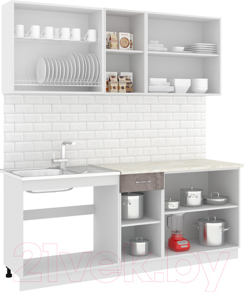 Изображение товара Кухонный гарнитур Кортекс-мебель Корнелия Лира-лайт 2.0м (капучино/оникс/королевский опал)