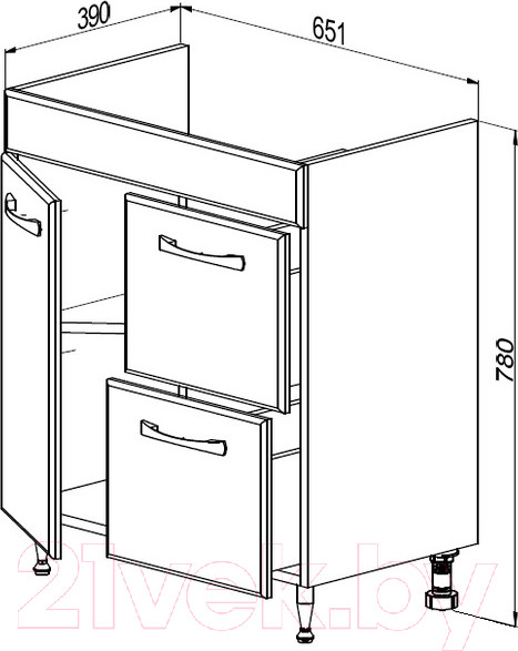 Изображение товара Тумба под умывальник СанитаМебель Камелия-66.89 Д2 (белый)