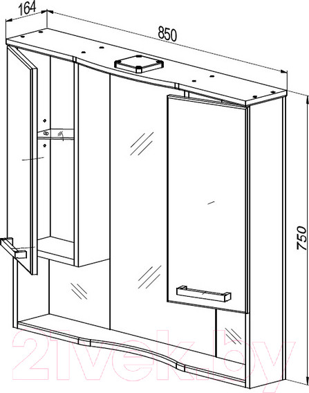 Изображение товара Шкаф с зеркалом для ванной СанитаМебель Джаст 12.850