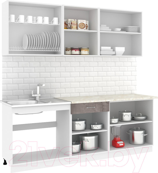 Изображение товара Кухонный гарнитур Кортекс-мебель Корнелия Лира-лайт 2.2м (капучино/оникс/королевский опал)