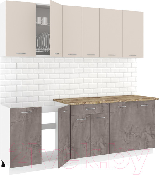 Изображение товара Кухонный гарнитур Кортекс-мебель Корнелия Лира-лайт 2.2м (капучино/оникс/мадрид)