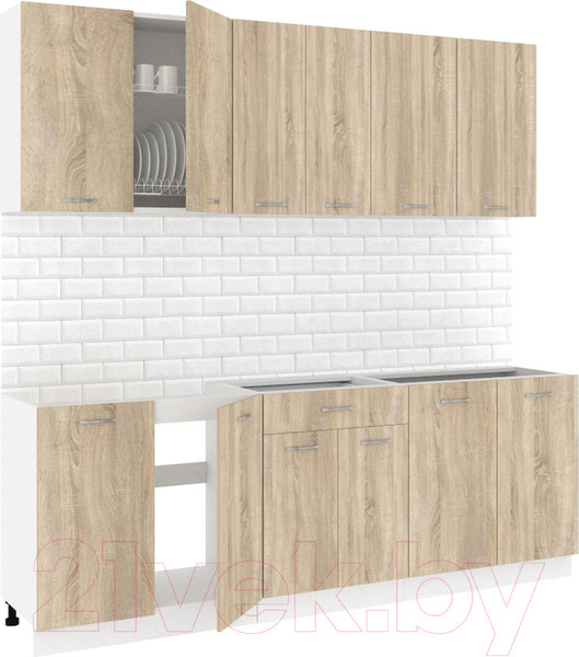 Изображение товара Кухонный гарнитур Кортекс-мебель Корнелия Лира-лайт 2.2м без столешницы (дуб сонома)