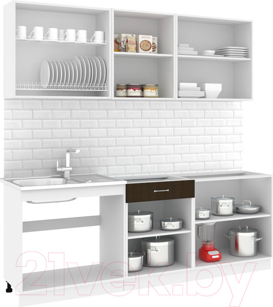 Изображение товара Кухонный гарнитур Кортекс-мебель Корнелия Лира-лайт 2.2м без столешницы (дуб сонома/венге)