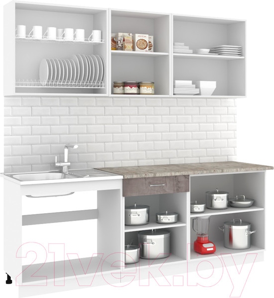 Изображение товара Кухонный гарнитур Кортекс-мебель Корнелия Лира-лайт 2.2м (дуб сонома/венге/марсель)