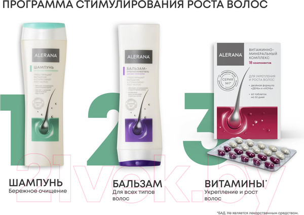 Изображение товара Шампунь для волос Alerana Увлажняющий рН-Баланс (250мл)