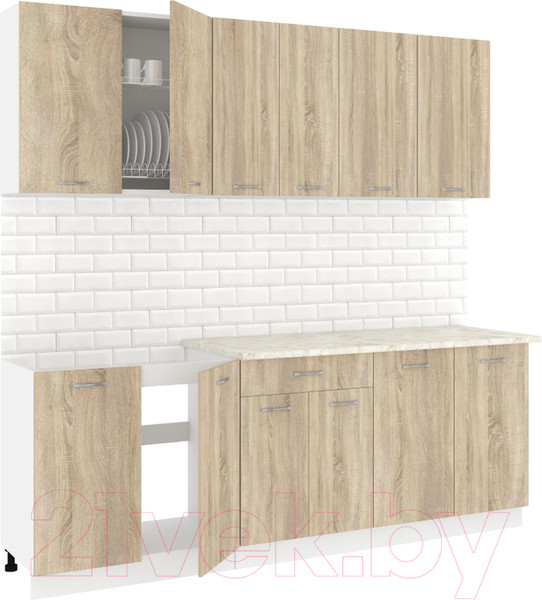 Изображение товара Кухонный гарнитур Кортекс-мебель Корнелия Лира-лайт 2.2м (дуб сонома/королевский опал)