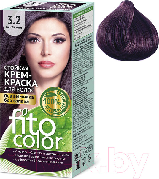Изображение товара Крем-краска для волос Fito Косметик Fitocolor Стойкая тон 3.2  (115мл, баклажан)