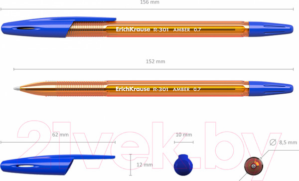 Изображение товара Ручка шариковая Erich Krause R-301 Amber Stick / 56611 (синий)