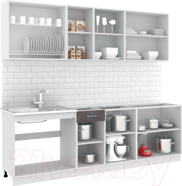 Изображение товара Кухонный гарнитур Кортекс-мебель Корнелия Лира-лайт 2.5м без столешницы (дуб сонома)