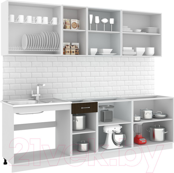 Изображение товара Кухонный гарнитур Кортекс-мебель Корнелия Лира-лайт 2.6м без столешницы (дуб сонома/венге)