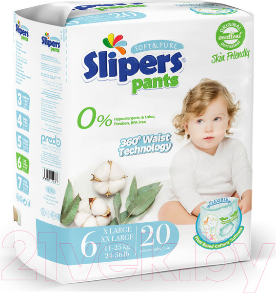 Изображение товара Подгузники-трусики детские Slipers 2Х-большой / Pants2X (20шт)