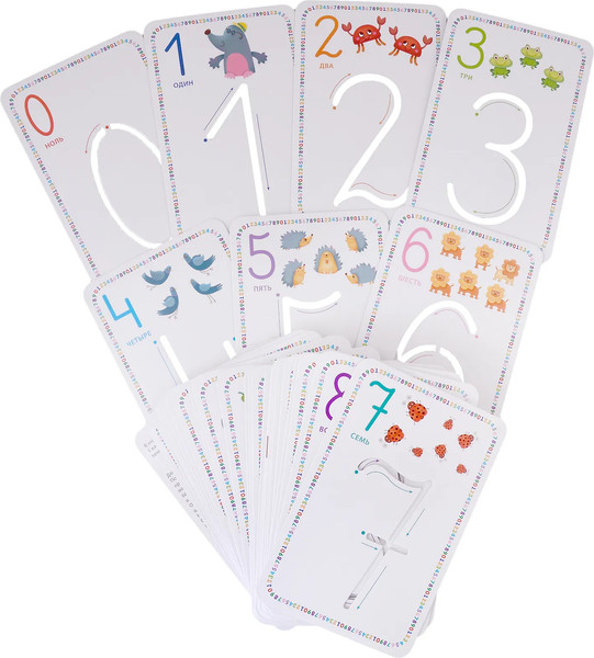 Изображение товара Развивающие карточки Робинс Изучаем цифры и учимся писать с трафаретами