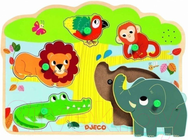 Изображение товара Развивающая игрушка Djeco Рамка-вкладыш. Звуковая Джунгли 01708