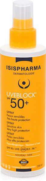 Изображение товара Спрей солнцезащитный ISISPHARMA Uveblock SPF 50+ Для детей и взрослых (200мл)