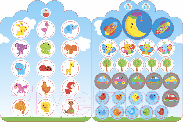 Изображение товара Развивающая книга Робинс Мои первые многоразовые наклейки 3 +