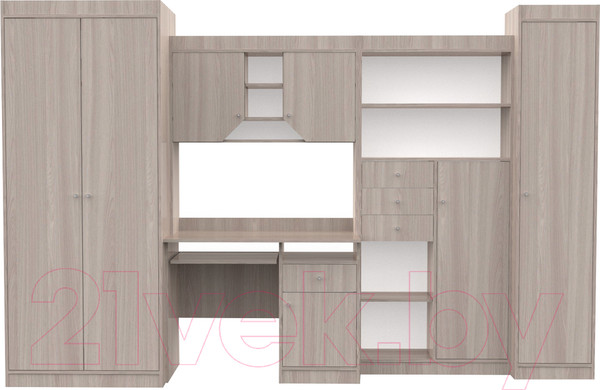 Изображение товара Комплект мебели для кабинета Интермебель Юниор (шимо светлый)