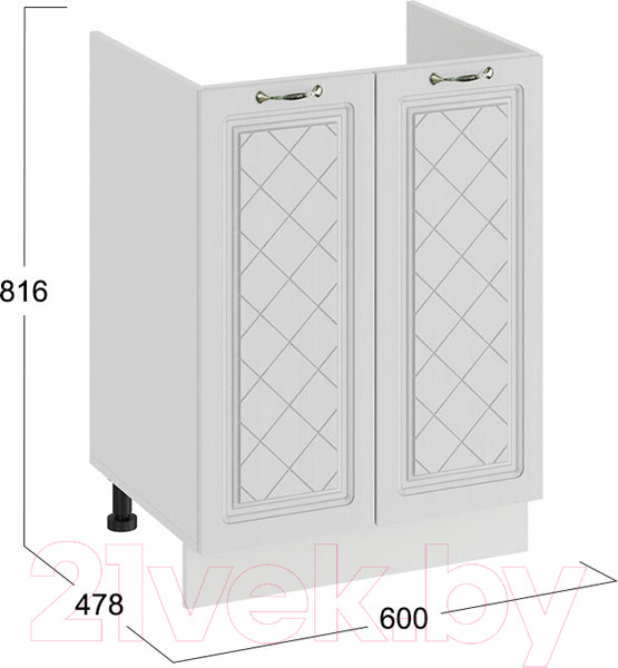 Изображение товара Шкаф под мойку ТриЯ Бьянка 1Н6М (белый/дуб белый)