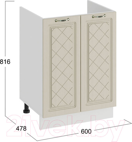 Изображение товара Шкаф под мойку ТриЯ Бьянка 1Н6М (белый/дуб ваниль)
