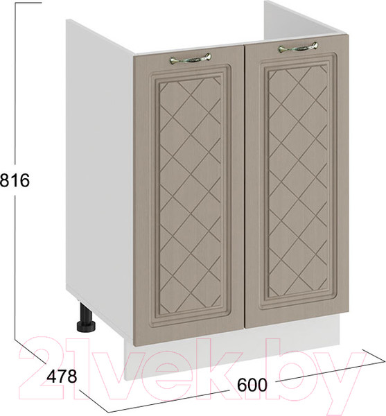 Изображение товара Шкаф под мойку ТриЯ Бьянка 1Н6М (белый/дуб кофе)