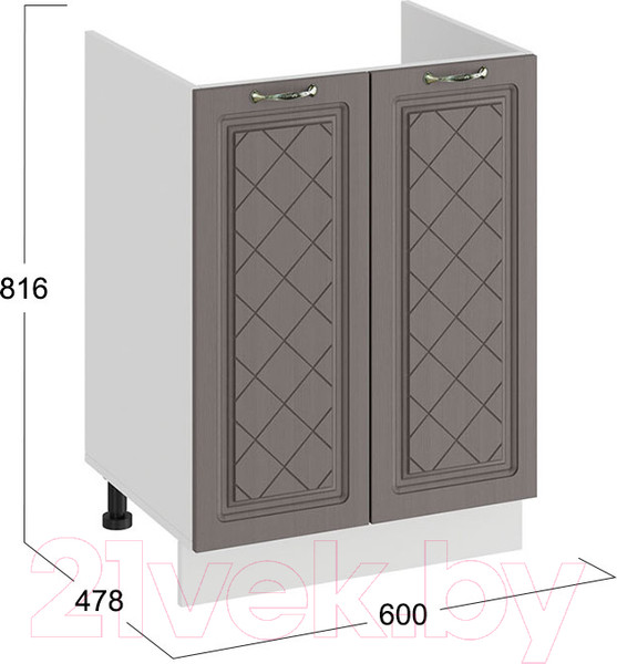 Изображение товара Шкаф под мойку ТриЯ Бьянка 1Н6М (белый/дуб серый)