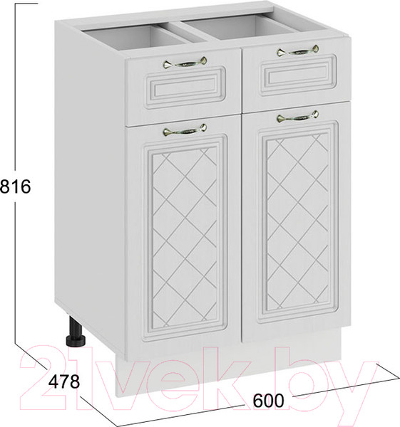 Изображение товара Шкаф-стол кухонный ТриЯ Бьянка 1Н6Я1 (белый/дуб белый)