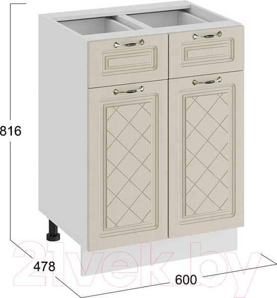 Изображение товара Шкаф-стол кухонный ТриЯ Бьянка 1Н6Я1 (белый/дуб ваниль)