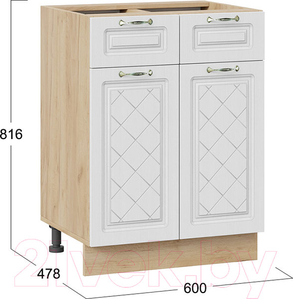 Изображение товара Шкаф-стол кухонный ТриЯ Бьянка 1Н6Я1 (дуб крафт золотой/дуб белый)
