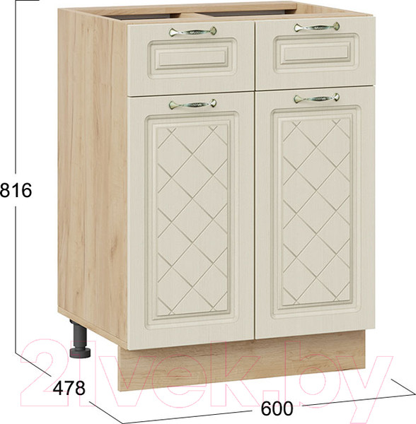 Изображение товара Шкаф-стол кухонный ТриЯ Бьянка 1Н6Я1 (дуб крафт золотой/дуб ваниль)