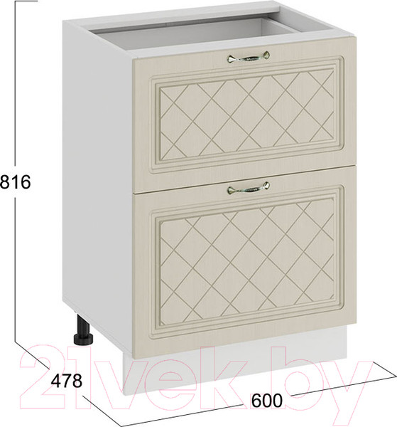 Изображение товара Шкаф-стол кухонный ТриЯ Бьянка 1Н6Я2 (белый/дуб ваниль)