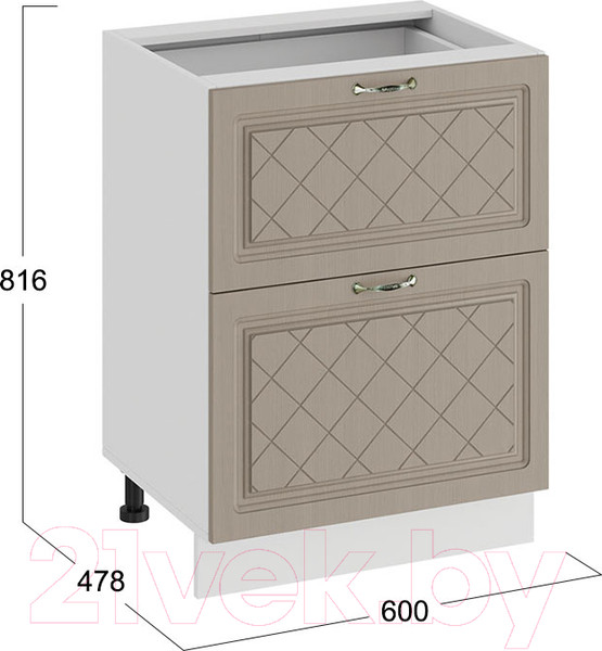 Изображение товара Шкаф-стол кухонный ТриЯ Бьянка 1Н6Я2 (белый/дуб кофе)