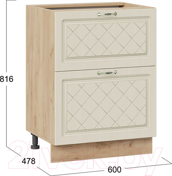 Изображение товара Шкаф-стол кухонный ТриЯ Бьянка 1Н6Я2 (дуб крафт золотой/дуб ваниль)