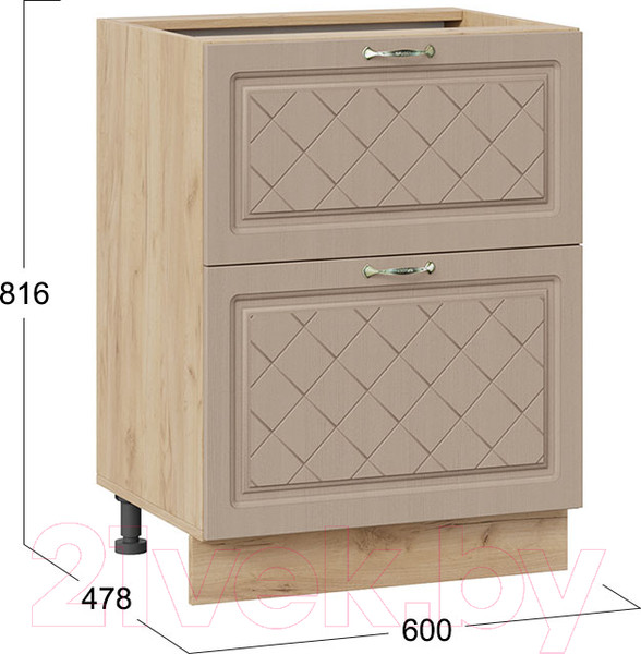 Изображение товара Шкаф-стол кухонный ТриЯ Бьянка 1Н6Я2 (дуб крафт золотой/дуб кофе)