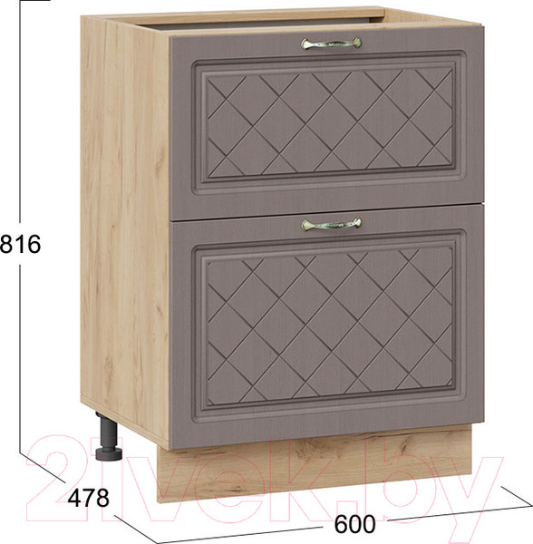 Изображение товара Шкаф-стол кухонный ТриЯ Бьянка 1Н6Я2 (дуб крафт золотой/дуб серый)