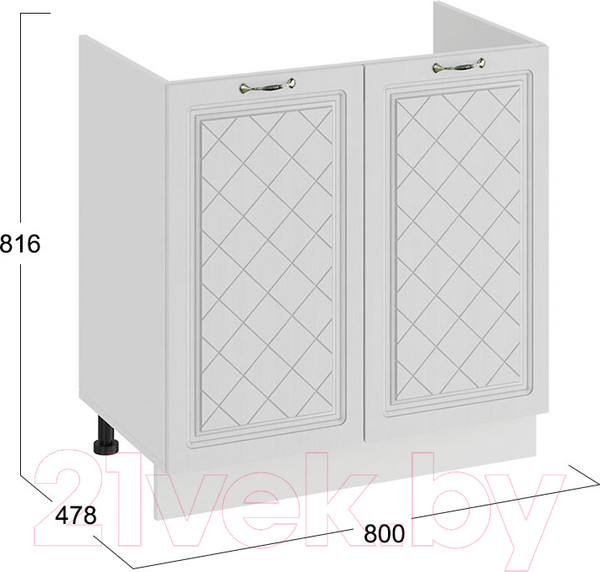 Изображение товара Шкаф под мойку ТриЯ Бьянка 1Н8М (белый/дуб белый)