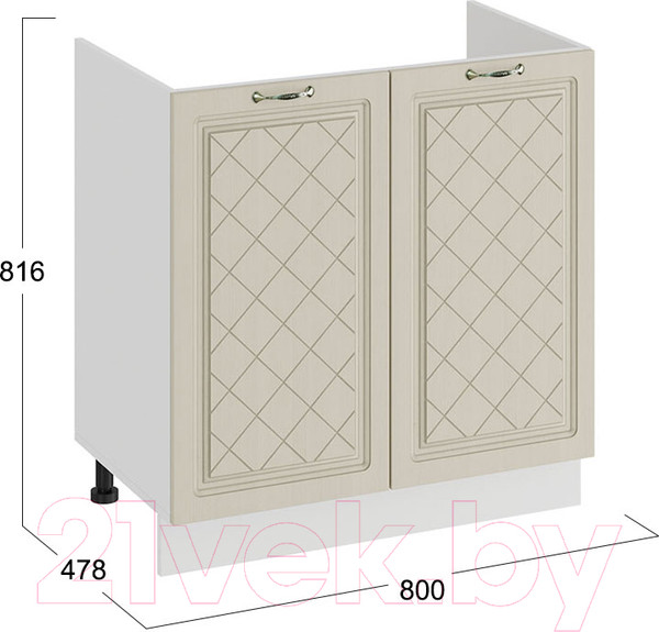 Изображение товара Шкаф под мойку ТриЯ Бьянка 1Н8М (белый/дуб ваниль)