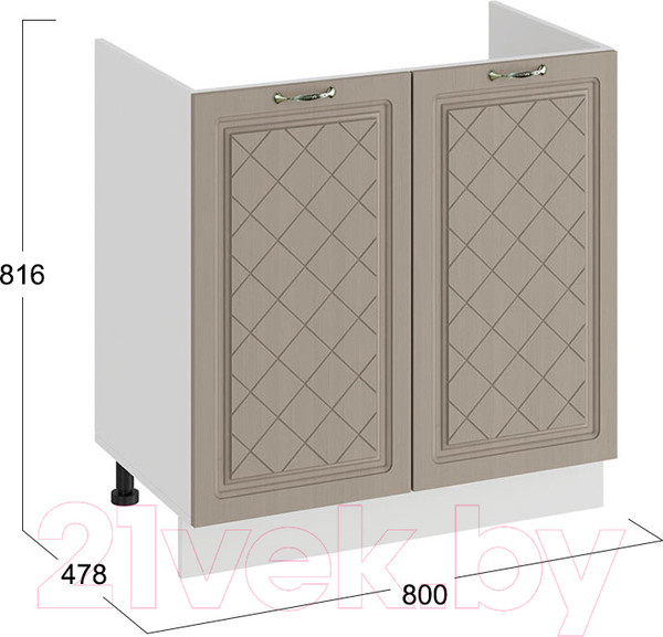 Изображение товара Шкаф под мойку ТриЯ Бьянка 1Н8М (белый/дуб кофе)