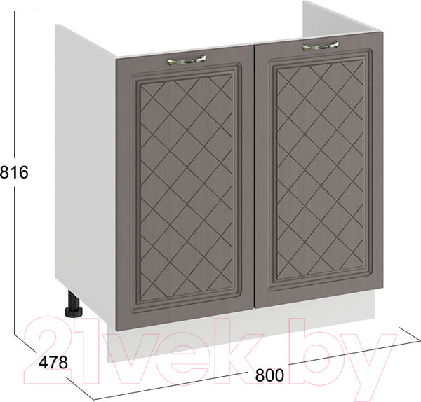 Изображение товара Шкаф под мойку ТриЯ Бьянка 1Н8М (белый/дуб серый)