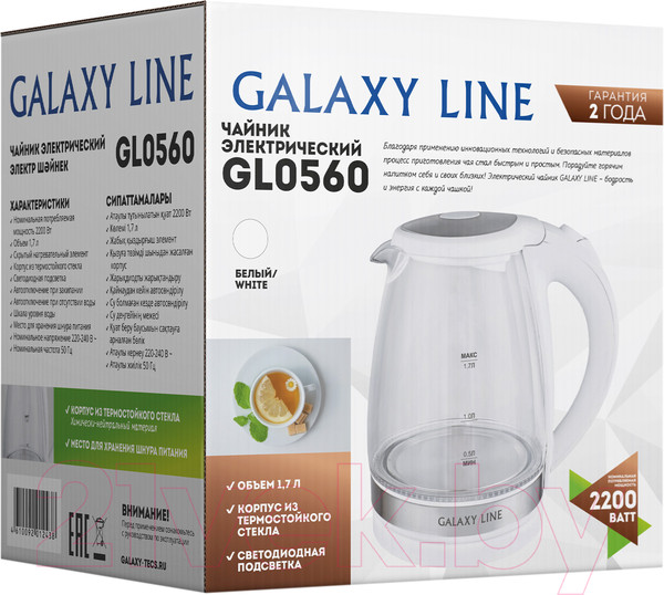 Изображение товара Электрочайник Galaxy GL 0560 (белый)