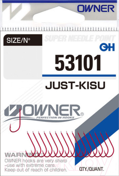 Изображение товара Набор крючков рыболовных Owner Just Kisu Red №10 / 53101-10 (15шт)