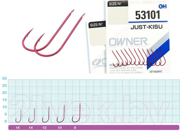 Изображение товара Набор крючков рыболовных Owner Just Kisu Red №10 / 53101-10 (15шт)