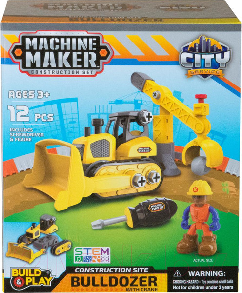 Изображение товара Игрушка-конструктор Nikko Junior Builder – Бульдозер Кран и аксессуары 40022