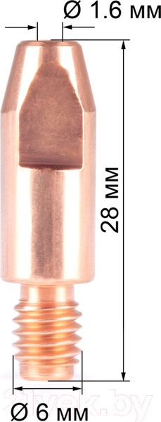Изображение товара Наконечник контактный для горелки FoxWeld М6х28х1.6 / 3052