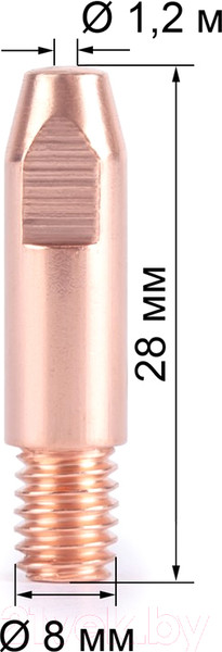 Изображение товара Наконечник контактный для горелки FoxWeld М6x28x1.2 Varteg / 6092