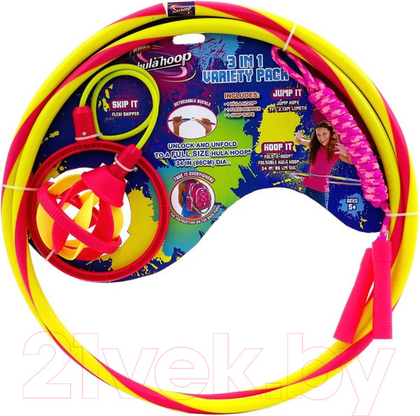 Изображение товара Набор активных игр Wham-O 3 в 1 Хулахуп, скакалка, скиппер / 81801